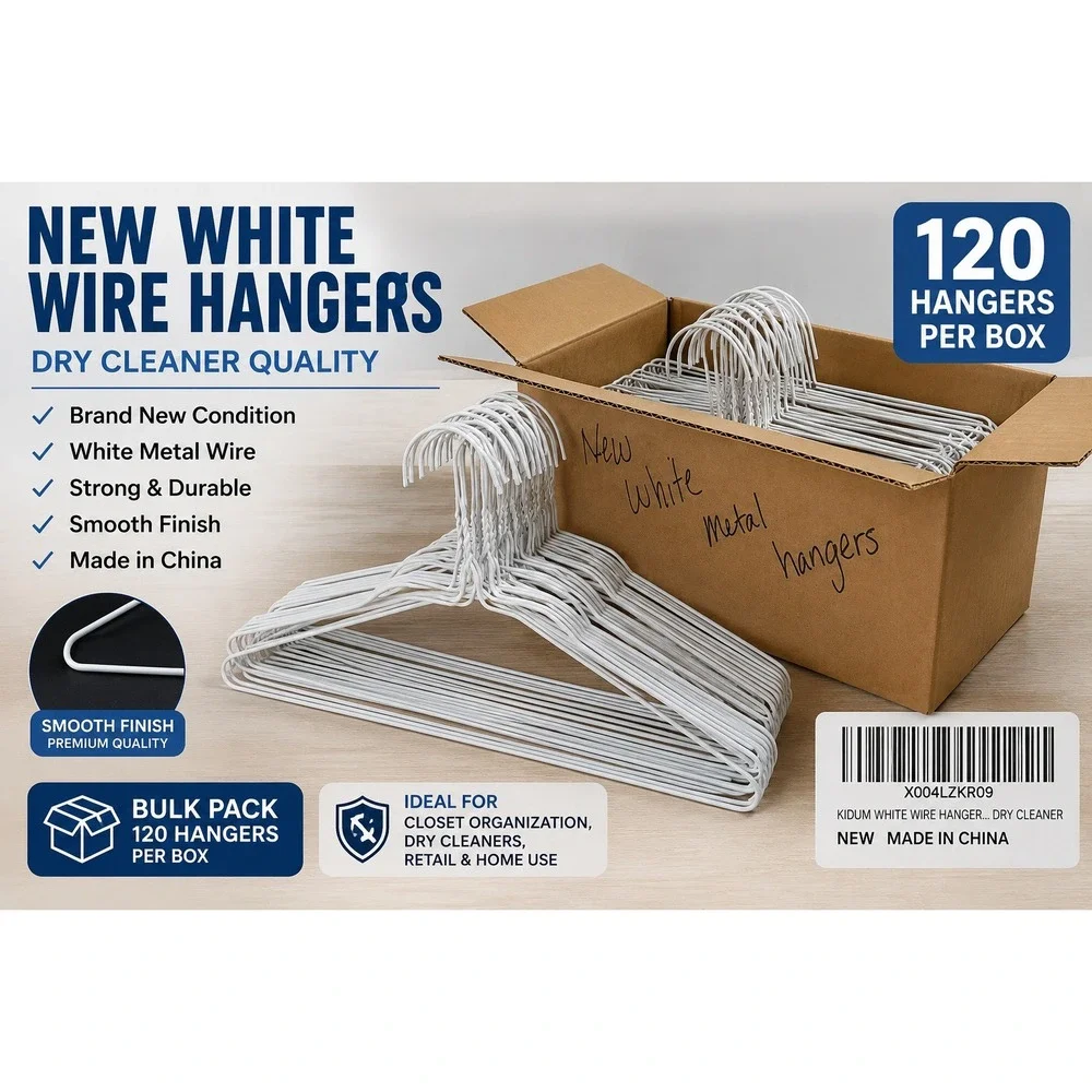 Kidum Wh Wire Hangers Metal Dry Cleaner Style Clothing Hangers Bulk X004LZKR09